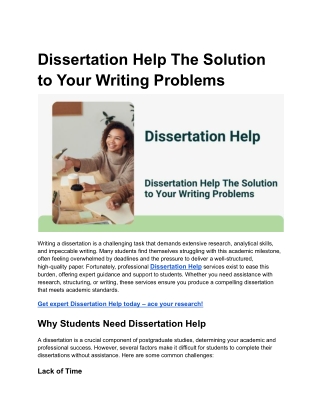 Dissertation Help The Solution to Your Writing Problems