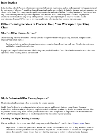 Office Cleaning Services in Phoenix: Keep Your Workspace Sparkling Clean