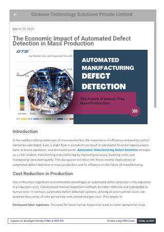 The Economic Impact of Automated Defect Detection in Mass Production