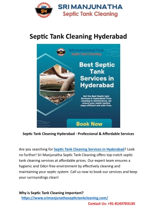 Septic Tank Cleaning Hyderabad