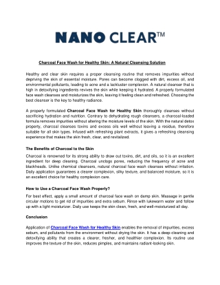 Charcoal Face Wash for Healthy Skin -  A Natural Cleansing Solution