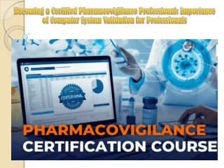 Becoming a Certified Pharmacovigilance Professional Importance of Computer System Validation for Professionals