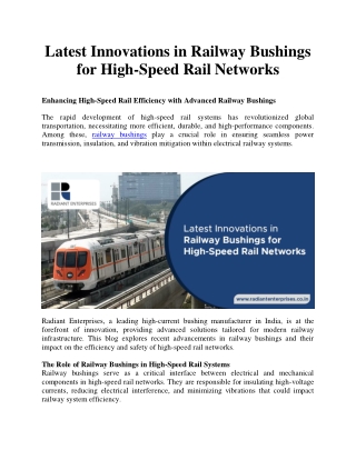 Latest Innovations in Railway Bushings for High-Speed Rail Networks
