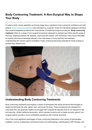 -Body Contouring Treatment A Non-Surgical Way to Shape Your Body