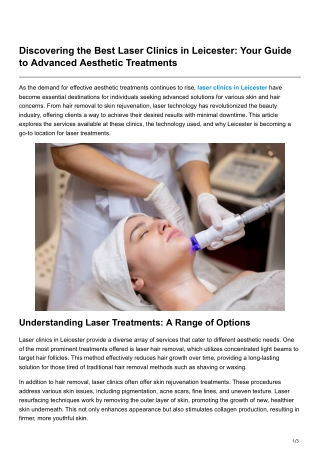 Discovering the Best Laser Clinics in Leicester Your Guide to Advanced Aesthetic Treatments