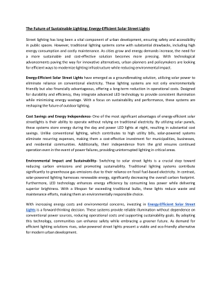 The Future of Sustainable Lighting_ Energy-Efficient Solar Street Lights