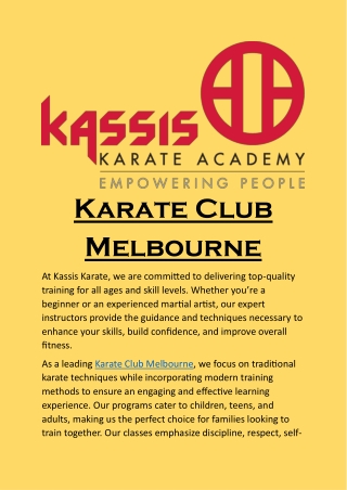 Karate Club in Melbourne: Kassis Karate Academy