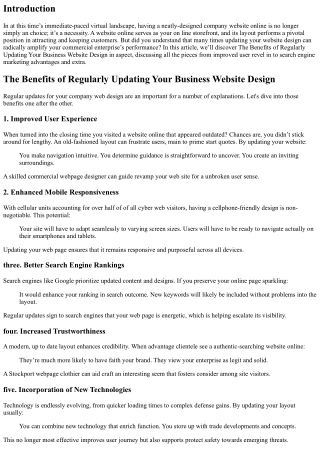 The Benefits of Regularly Updating Your Business Website Design