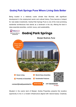 Godrej Park Springs Pune Where Living Gets Better