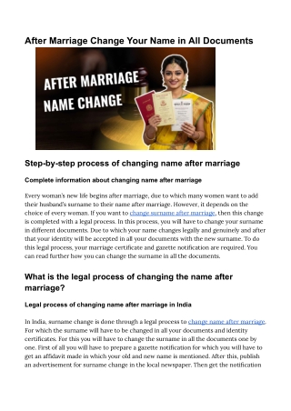 After Marriage Change Your Name in All Documents