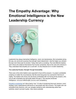 The Empathy Advantage_ Why Emotional Intelligence is the New Leadership Currency