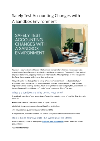 Safely Test Accounting Changes with A Sandbox Environment