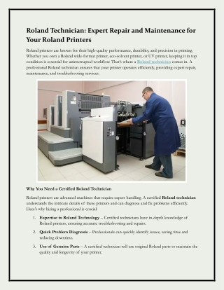 Roland Technician Expert Repair and Maintenance for Your Roland Printers