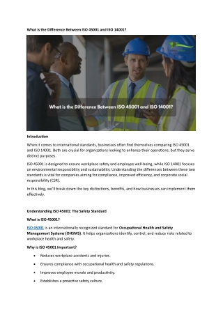 What is the Difference Between ISO 45001 and ISO 14001