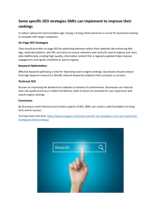 Some specific SEO strategies SMEs can implement to improve their rankings