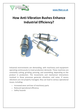How Anti Vibration Bushes Enhance Industrial Efficiency?