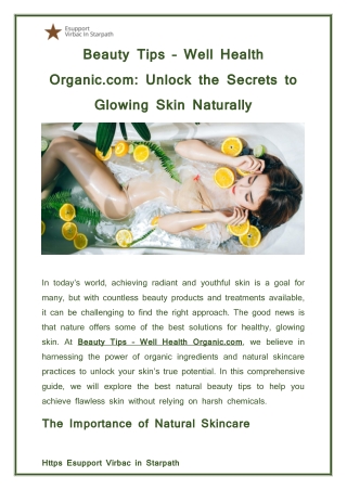 Beauty Tips – Well Health Organic.com: Secrets to Glowing Skin Naturally