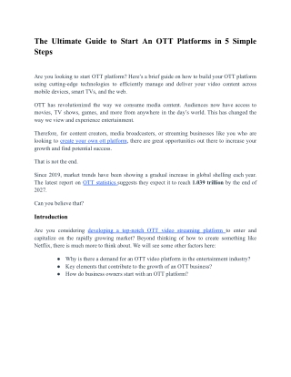 The Ultimate Guide to Start OTT Platform in 5 Simple Steps