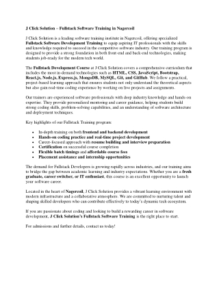 Fullstack Software Training in Nagercoil