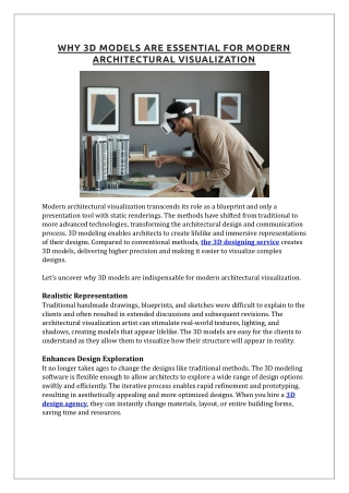 Why 3D Models Are Essential for Modern Architectural Visualization