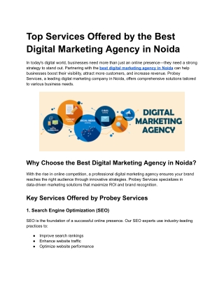 Top Services Offered by the Best Digital Marketing Agency in Noida