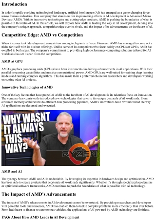 How AMD is Leading the Way in AI Development