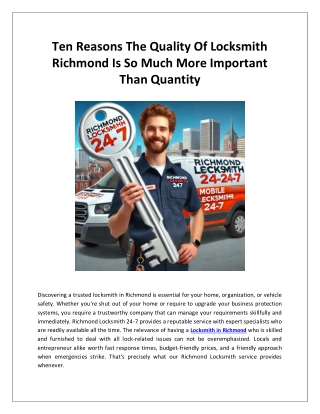 Ten Top Risks Of Owning Locksmith Richmonds