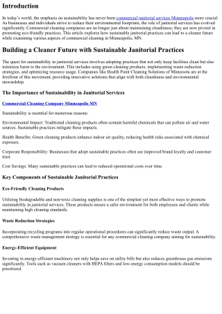 Building a Cleaner Future with Sustainable Janitorial Practices