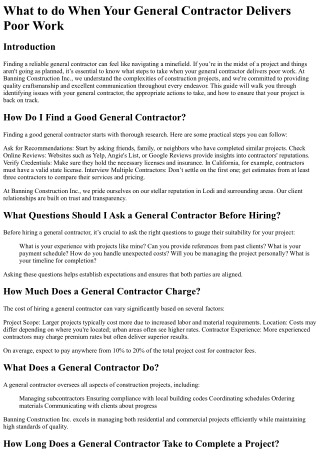 What to do When Your General Contractor Delivers Poor Work