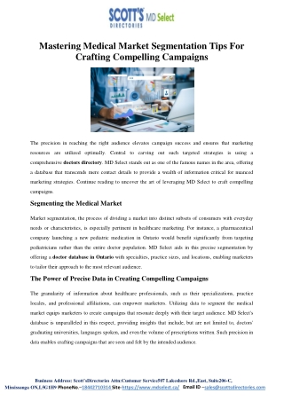 Mastering Medical Market Segmentation Tips For Crafting Compelling Campaigns