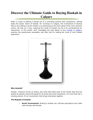 Discover the Ultimate Guide to Buying Hookah in Calgary