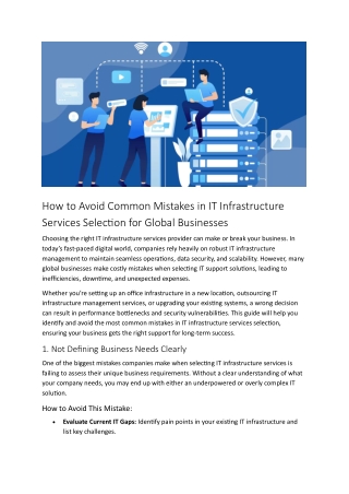 How to Avoid Common Mistakes in IT Infrastructure Services Selection for Global Businesses