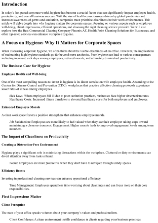 A Focus on Hygiene: Why It Matters for Corporate Spaces