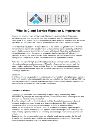cloud service migration and importance