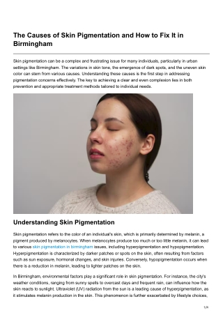 The Causes of Skin Pigmentation and How to Fix It in Birmingham