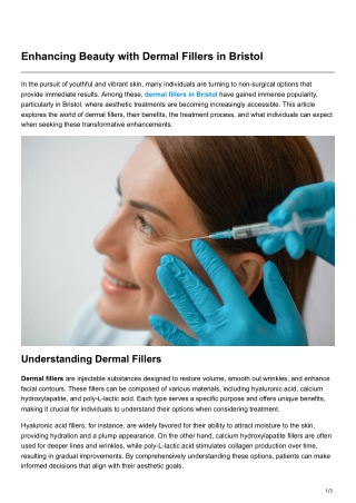 Enhancing Beauty with Dermal Fillers in Bristol