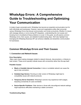 WhatsApp Errors_ A Comprehensive Guide to Troubleshooting and Optimizing Your Communication