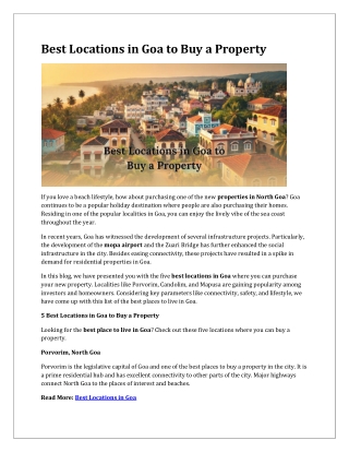 Best Locations in Goa