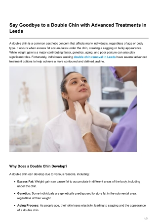 Say Goodbye to a Double Chin with Advanced Treatments in Leeds