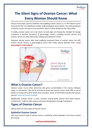 The Silent Signs of Ovarian Cancer - What Every Woman Should Know