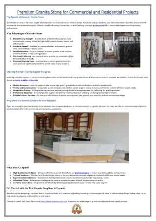 Premium Granite Stone for Commercial and Residential Projects