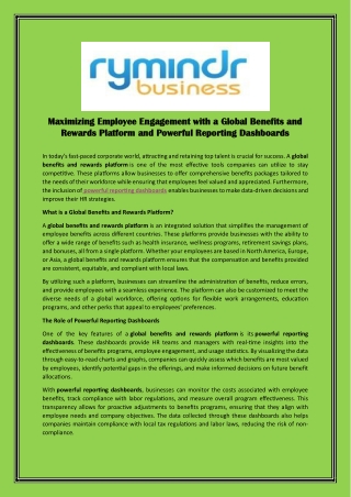 Maximizing Employee Engagement with a Global Benefits and Rewards Platform and Powerful Reporting Dashboards