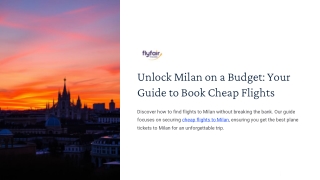 Unlock Milan on a Budget (Your Guide to Book Cheap Flights)