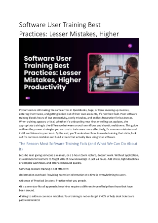 Software User Training Best Practices: Lesser Mistakes, Higher Productivity