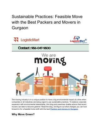 Sustainable Practices_ Feasible Move with the Best Packers and Movers in Gurgaon