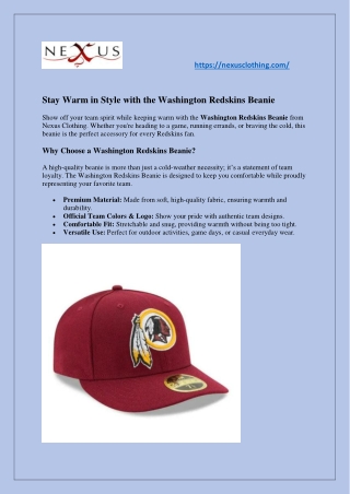 Washington redskins beanie