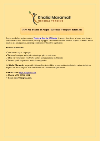 First Aid Box for 25 People – Essential Workplace Safety Kit