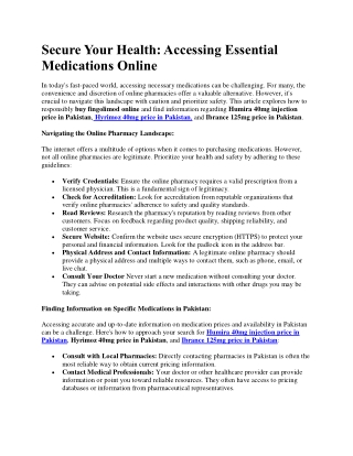 Secure Your Health Accessing Essential Medications Online