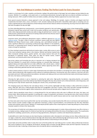 Hair And Makeup In London: Finding The Perfect Look For Every Occasion