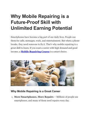 Why Mobile Repairing is a Future-Proof Skill with Unlimited Earning Potential